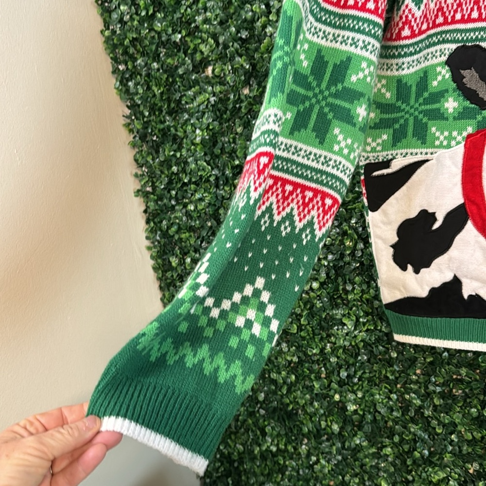 XXL / XL UNISEX UGLY CHRISTMAS 🎄 SWEATER MOO COW BELL PLUS SIZE HOLIDAY MOOD - Picture 6 of 8